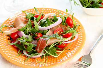 Image showing Prosciutto with rocket salad