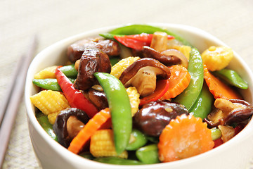 Image showing Stir fried vegetable with mushroom