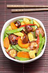 Image showing Stir fried vegetable with mushroom