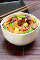 Image showing Stir fried vegetable with mushroom