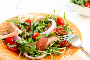 Image showing Prosciutto with rocket salad