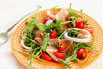 Image showing Prosciutto with rocket salad