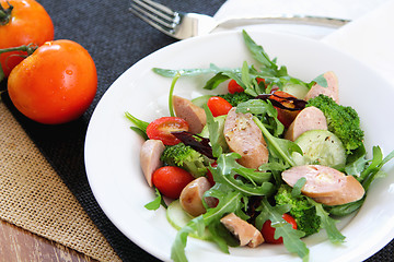 Image showing Cheese sausage and rocket salad