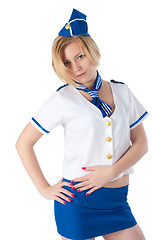 Image showing Young beautiful air hostess