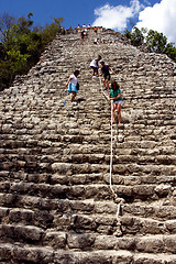 Image showing the stairs of coba' temple in mexico