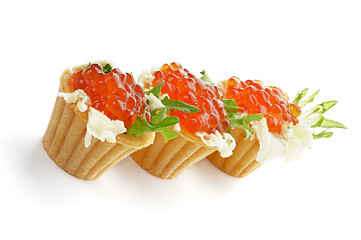 Image showing Tartlets with Red Caviar