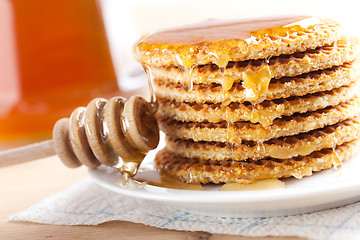 Image showing waffle with honey