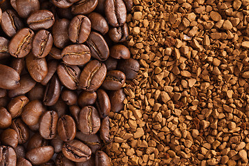 Image showing instant coffee powder and coffee beans