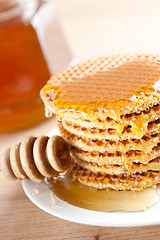 Image showing waffle with honey