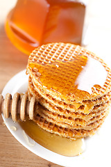 Image showing waffle with honey