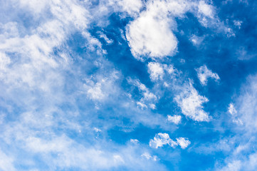 Image showing Deep blue sky with clouds