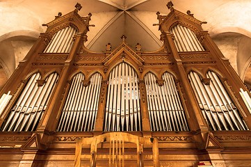 Image showing Beautiful organ with a lot of pipes