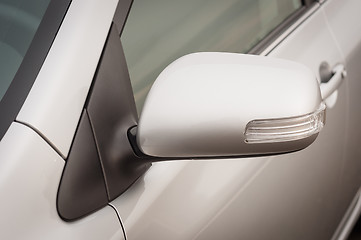 Image showing Car mirror closeup photo