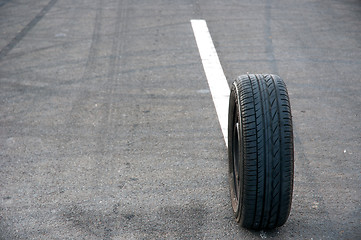 Image showing Car tire on the road