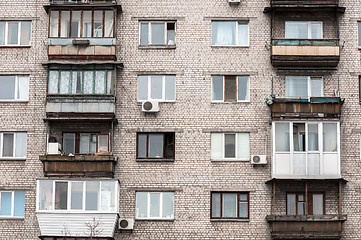 Image showing Old residential building with balconies