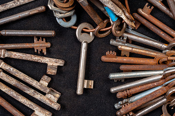 Image showing A large group of rusty keys