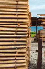 Image showing Stacked up wood