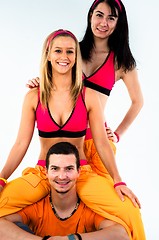 Image showing Group of joyful fitness instructors