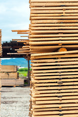 Image showing Stacked up wood