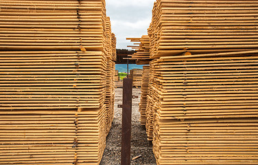 Image showing Stacked up wood