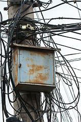 Image showing Power lines against sky