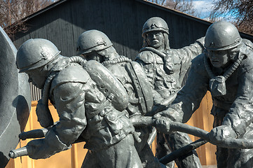 Image showing Statues of firefighters in Chernobyl