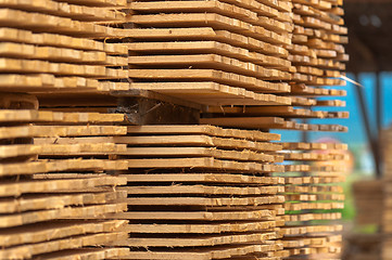 Image showing Stacked up wood