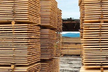 Image showing Stacked up wood