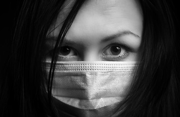 Image showing Girl in protective mask