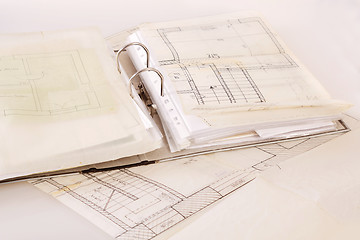 Image showing Architectural plans of the old paper and file with the project