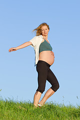 Image showing pregnant woman on meadow