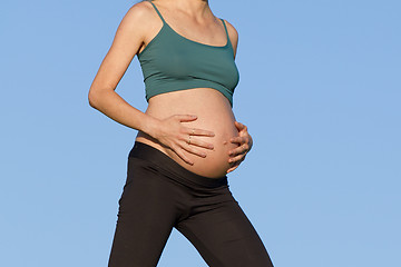 Image showing pregnant woman on meadow