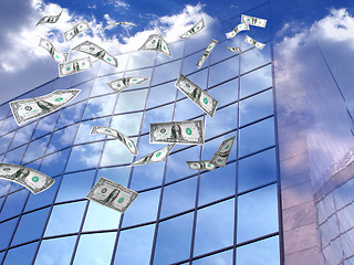 Image showing Flying money