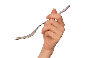 Image showing woman holding a fork