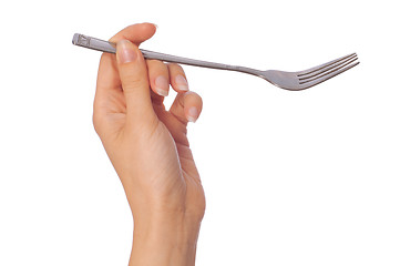 Image showing woman holding fork