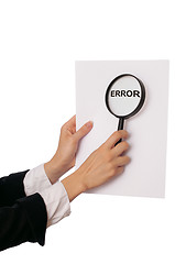 Image showing paper with description of error