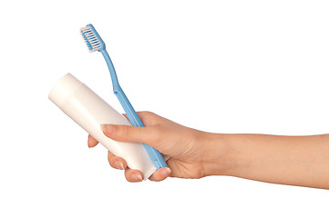 Image showing Toothpaste and toothbrush