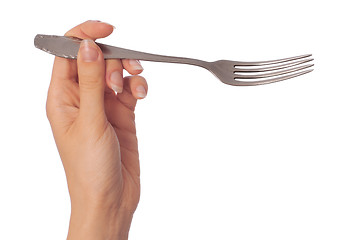 Image showing woman holding fork