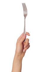 Image showing woman holding a fork