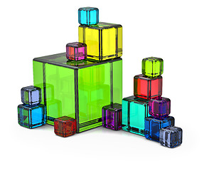 Image showing Colored rendered cubes