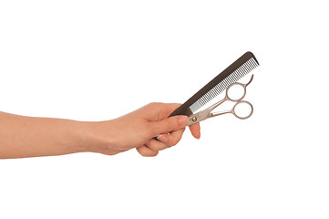 Image showing scissors and hairbrush