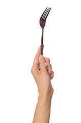 Image showing woman holding fork