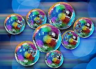 Image showing Colorful funky background with mirror disco balls