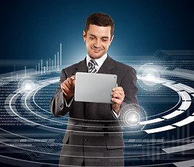 Image showing Businessman With Touch Pad