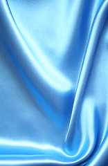 Image showing Smooth elegant blue silk as background