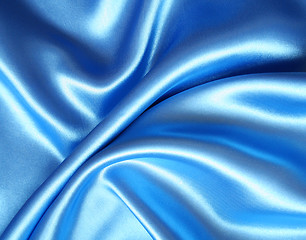 Image showing Smooth elegant blue silk 