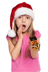 Image showing Little girl with gift box