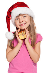 Image showing Little girl with gift box