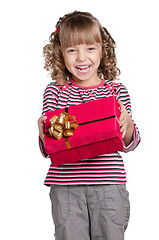 Image showing Little girl with gift box