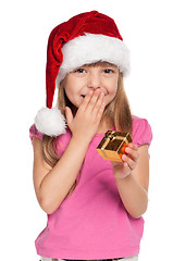 Image showing Little girl with gift box